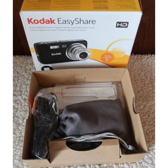 Kodak Digital Easy HD share V1233 12 Mega pixels 3X ZOOM BLACK In Box W Manual - Picture 5 of 11